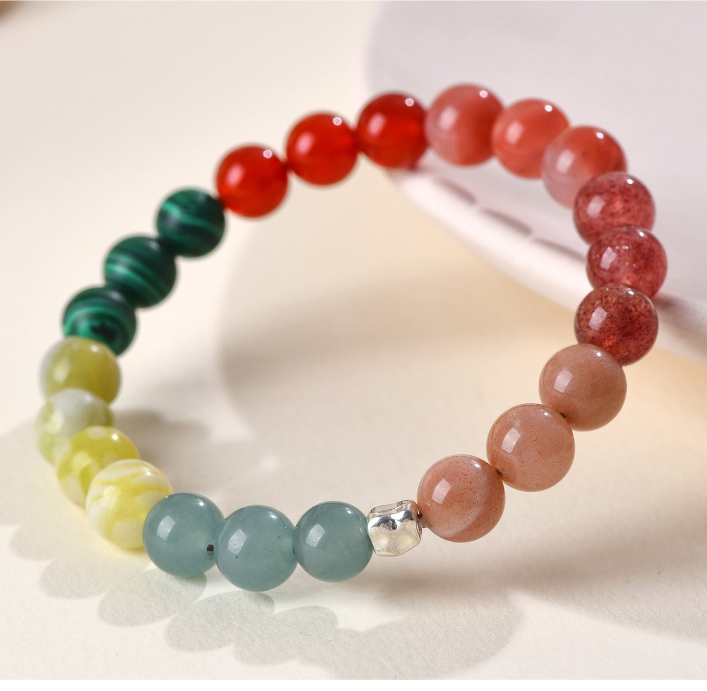 Natural Multi-Gemstone Crystal Five Elements Balance Bracelet for Men and Women