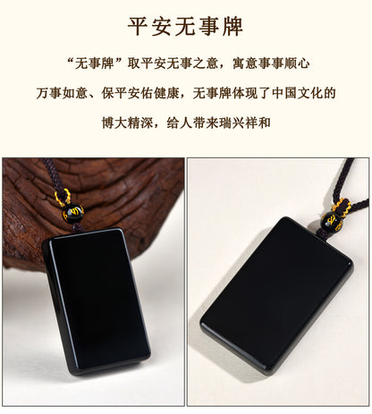 Natural Obsidian Square Pendant for Peace and Tranquility | Spiritual Protection Necklace