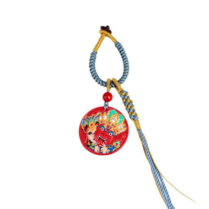 Natural Cinnabar Hand-Woven Keychain | Spiritual Protection & Fortune Charm