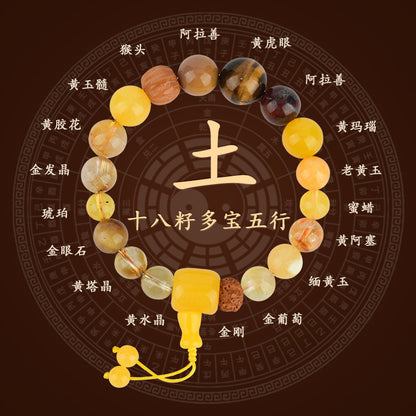 Eighteen Seeds Crystal Five Elements Balance Bracelet - Earth Replenishment for Men & Women