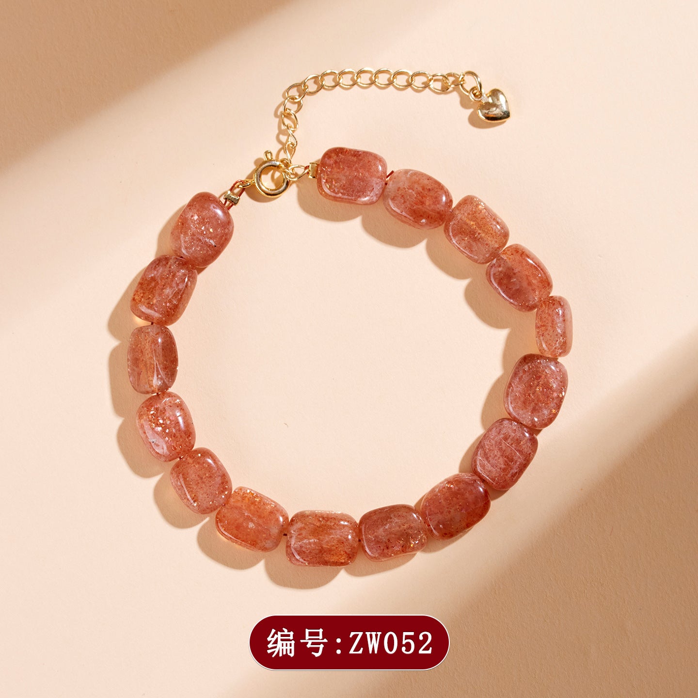 Natural Crystal Strawberry Bracelet | Adjustable Feng Shui Charm for Women's Luck