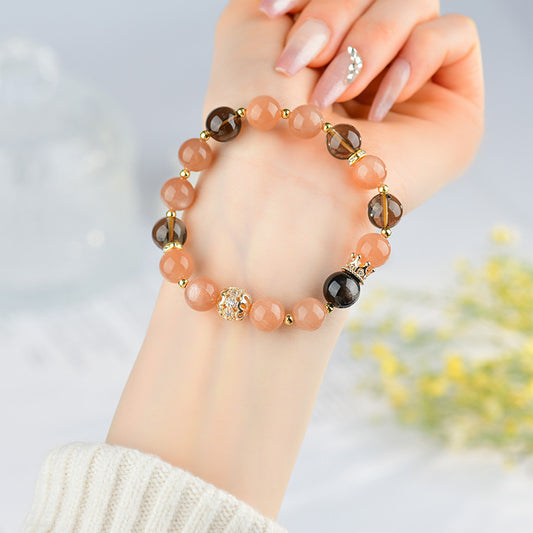 Natural Sunstone Tea Crystal Leo Zodiac Bracelet | Energy Boost & Luck Charm