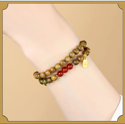 Green Sandalwood & Amethyst Multi-Loop Bracelet