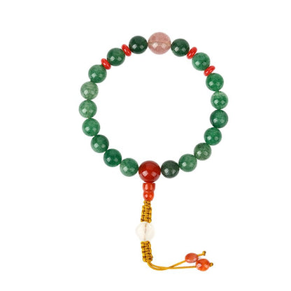 Natural Strawberry Crystal Red Agate Bracelet | Chinese Retro Spiritual Jewelry for Luck and Love