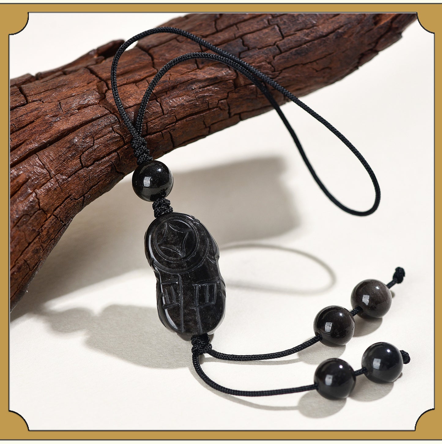 Natural Silver Obsidian Pixiu Phone Chain - Handmade Wealth Attraction Pendant
