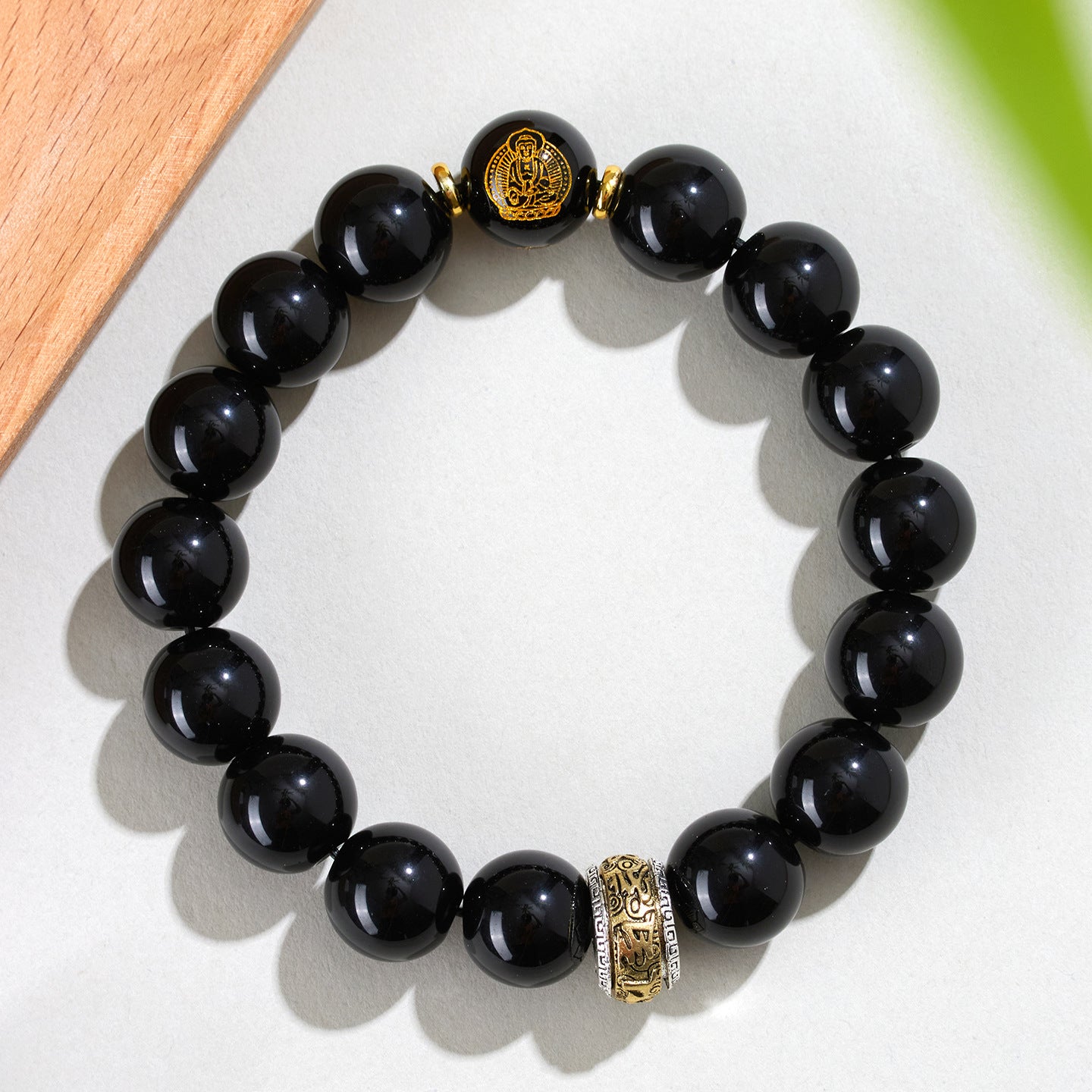 Obsidian Zodiac Buddha Six-Word Mantra Bracelet - Spiritual Protection Customizable Unisex Charm