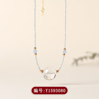 Natural White Crystal Adjustable Collarbone Necklace | Spiritual Protection & Elegant Fashion