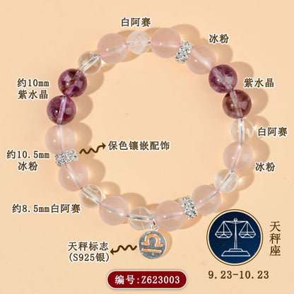 Twelve Constellations Natural Crystal Bracelet｜Spiritual Fortune & Cosmic Protection Jewelry