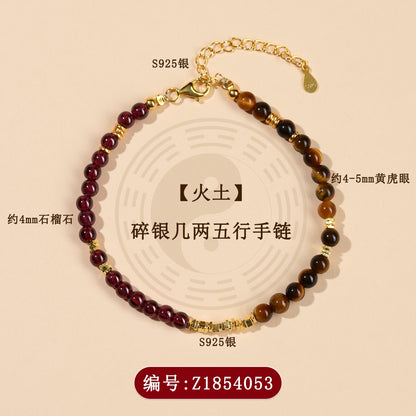 Five Elements Crystal Bracelet with S925 Silver - Balance Energy & Harmony for Women