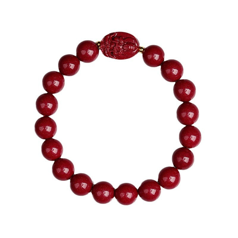 Natural Purple Gold Sand Cinnabar Bracelet with Guardian Gods and Zodiacs Birth Buddha