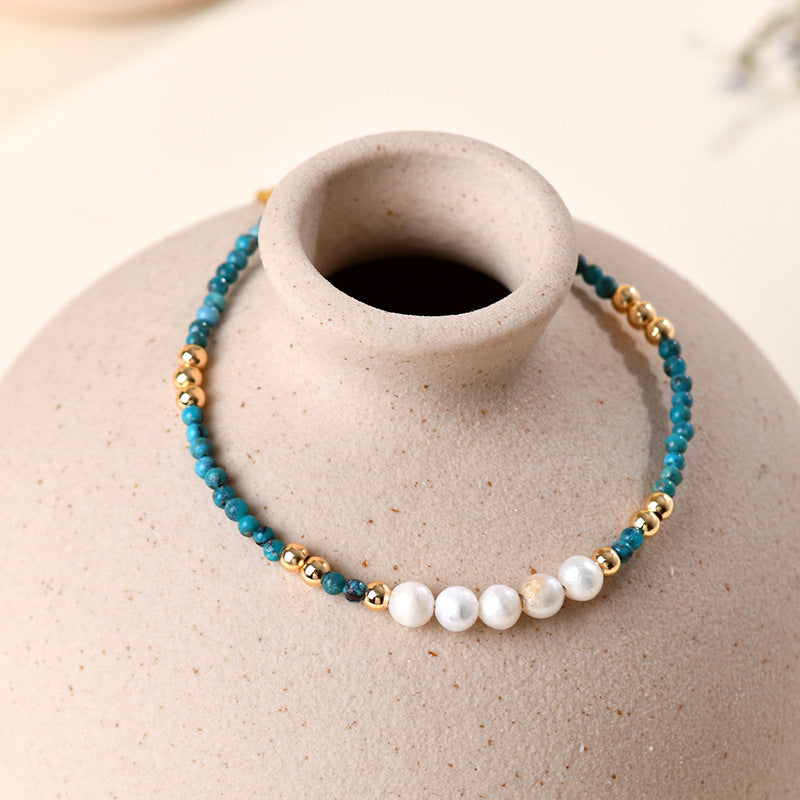 Adjustable Turquoise Pearl Bracelet for Women - Spiritual Elegance and Protection