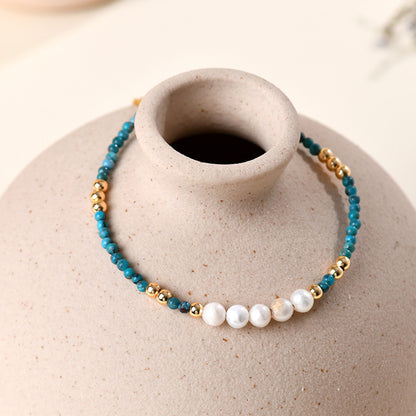 Adjustable Turquoise Pearl Bracelet for Women - Spiritual Elegance and Protection