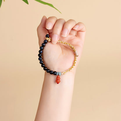 Blue Tiger Eye Half Circle Bracelet | Fate Protection Chinese Style Women's Jewelry