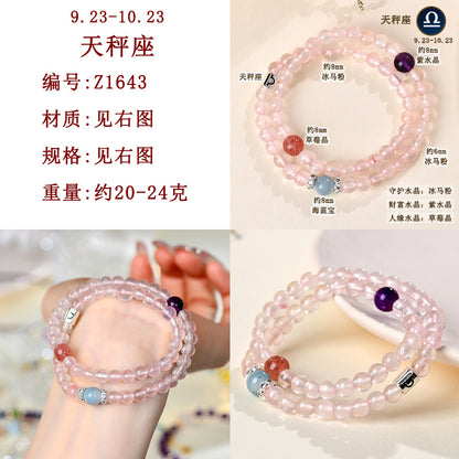 Natural Crystal Zodiac Bracelet | Multi-Gemstone Protection & Luck Charm for Women