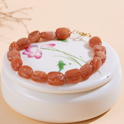 Natural Crystal Strawberry Bracelet | Adjustable Feng Shui Charm for Women's Luck