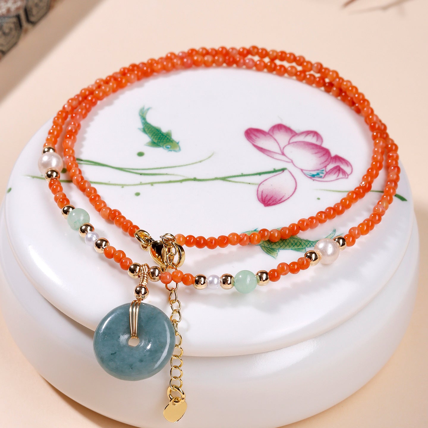 Natural Southern Red Agate Peace Buckle Necklace | Elegant Women's Collarbone Chain for Harmony