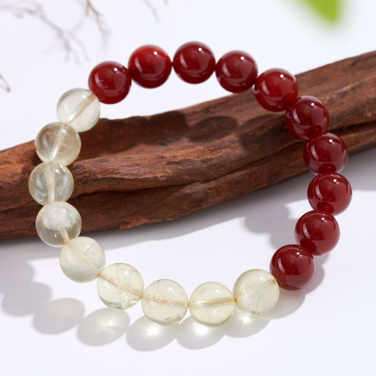 Natural Yellow Crystal Red Agate Bracelet - Lucky Fortune Bead Unisex Couple Chain