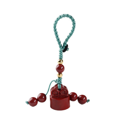 Natural Purple Gold Cinnabar Wishful Keychain - Chinese Style Luck Charm for Bags