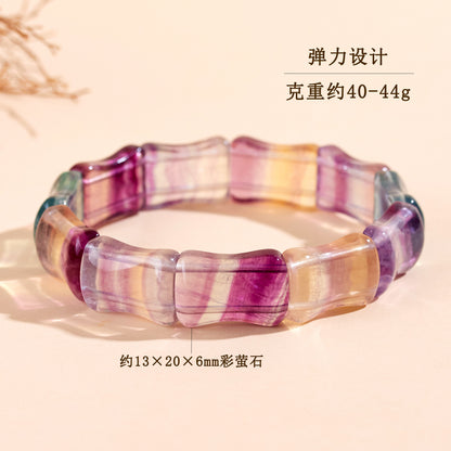 Natural Colorful Fluorite Bamboo Knot Bracelet - Spiritual Protection & Elegant Fashion
