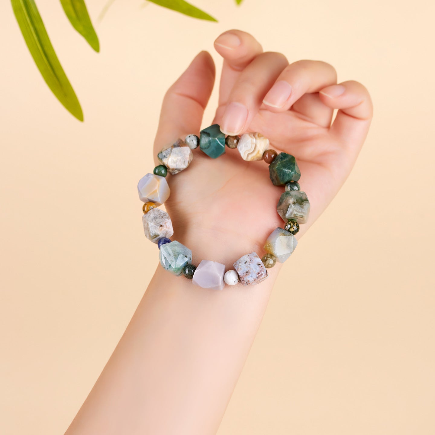 Ocean Chalcedony Crystal Bracelet | Natural Irregular Design for Luck & Harmony