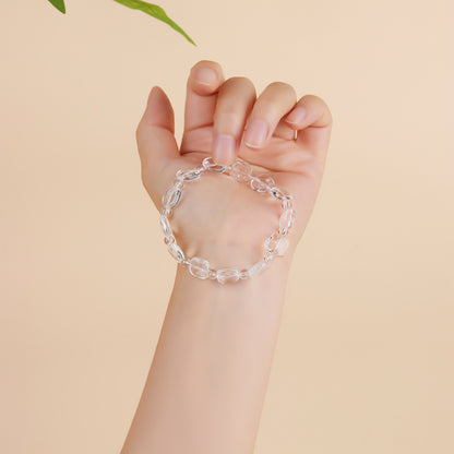 Natural White Crystal Faceted Bracelet | Spiritual Clarity & Positive Energy Enhancer