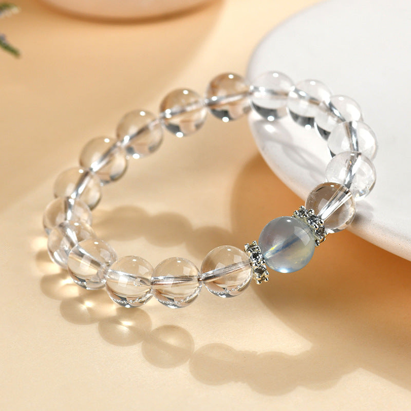 Natural White Crystal Aquamarine Spiritual Bracelet for Women - Harmony & Protection