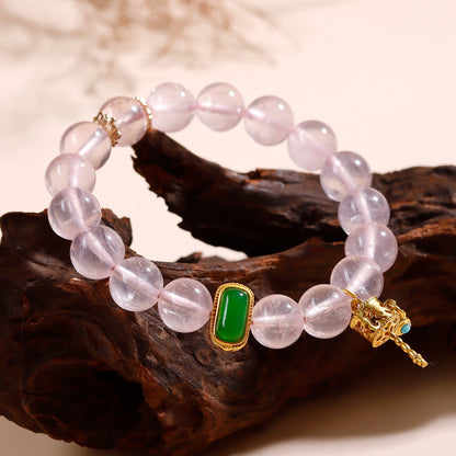 Natural Mozambique Pink Crystal Bracelet | Peach Blossom Love Charm for Women