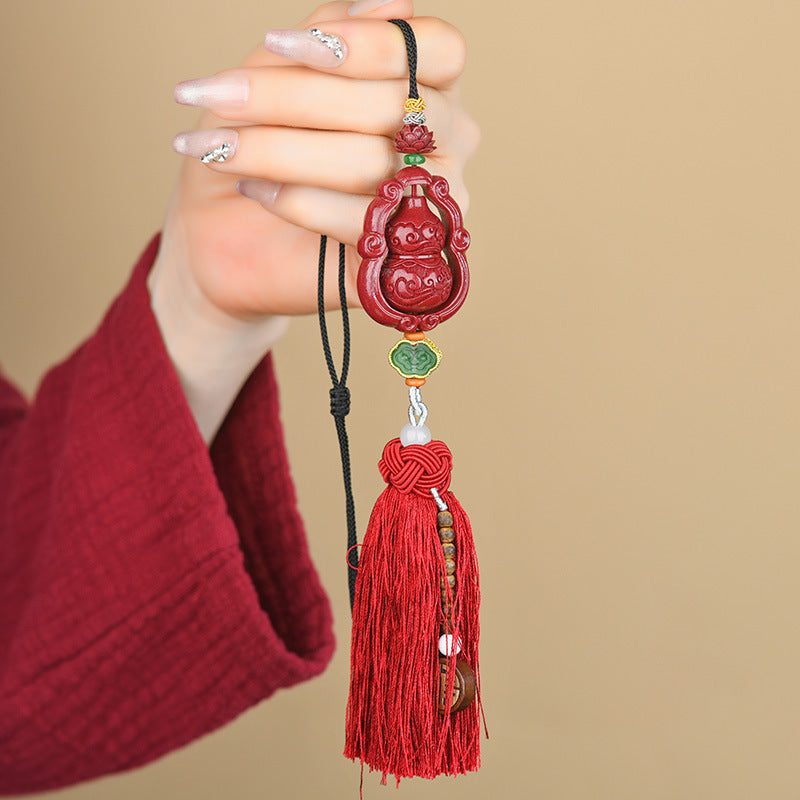 Original Ore Purple Gold Cinnabar Cloud Gourd Car Hanging - Feng Shui Protection Talisman
