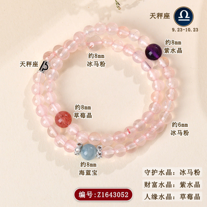 Natural Crystal Zodiac Bracelet | Multi-Gemstone Protection & Luck Charm for Women