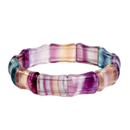 Natural Colorful Fluorite Bamboo Knot Bracelet - Spiritual Protection & Elegant Fashion