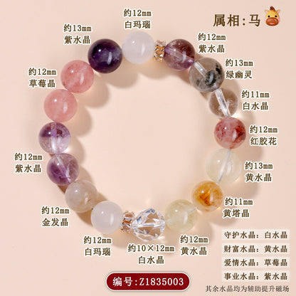 Twelve Zodiac Natural Crystal Multi-Gem Bracelet – Mystical Fortune & Spiritual Harmony Charm