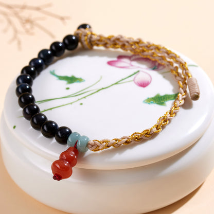 Blue Tiger Eye Half Circle Bracelet | Fate Protection Chinese Style Women's Jewelry