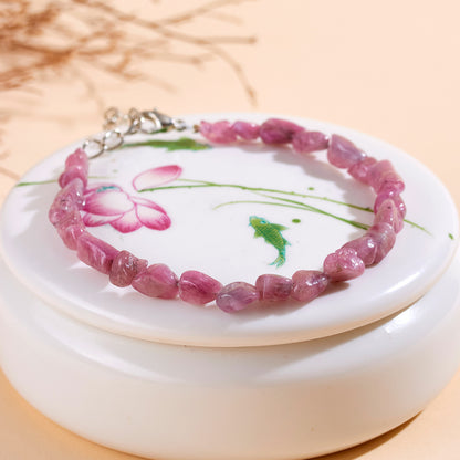 Natural Tourmaline Irregular Bracelet | Adjustable Wealth Stone for Women's Fortune