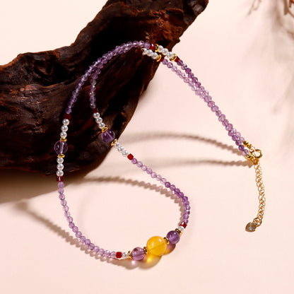 Natural Amethyst Collarbone Necklace | Spiritual Elegance & Positive Energy Charm