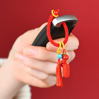 Natural High-Content Cinnabar Keychain for Car Protection and Continuous Progress