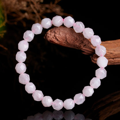 Natural Pink Quartz Faceted Bead Bracelet | Love Harmony Crystal Jewelry for Emotional Balance