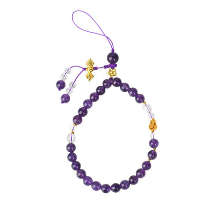 Natural Uruguay Amethyst Phone Chain Pendant | Spiritual Protection & Energy Flow Charm