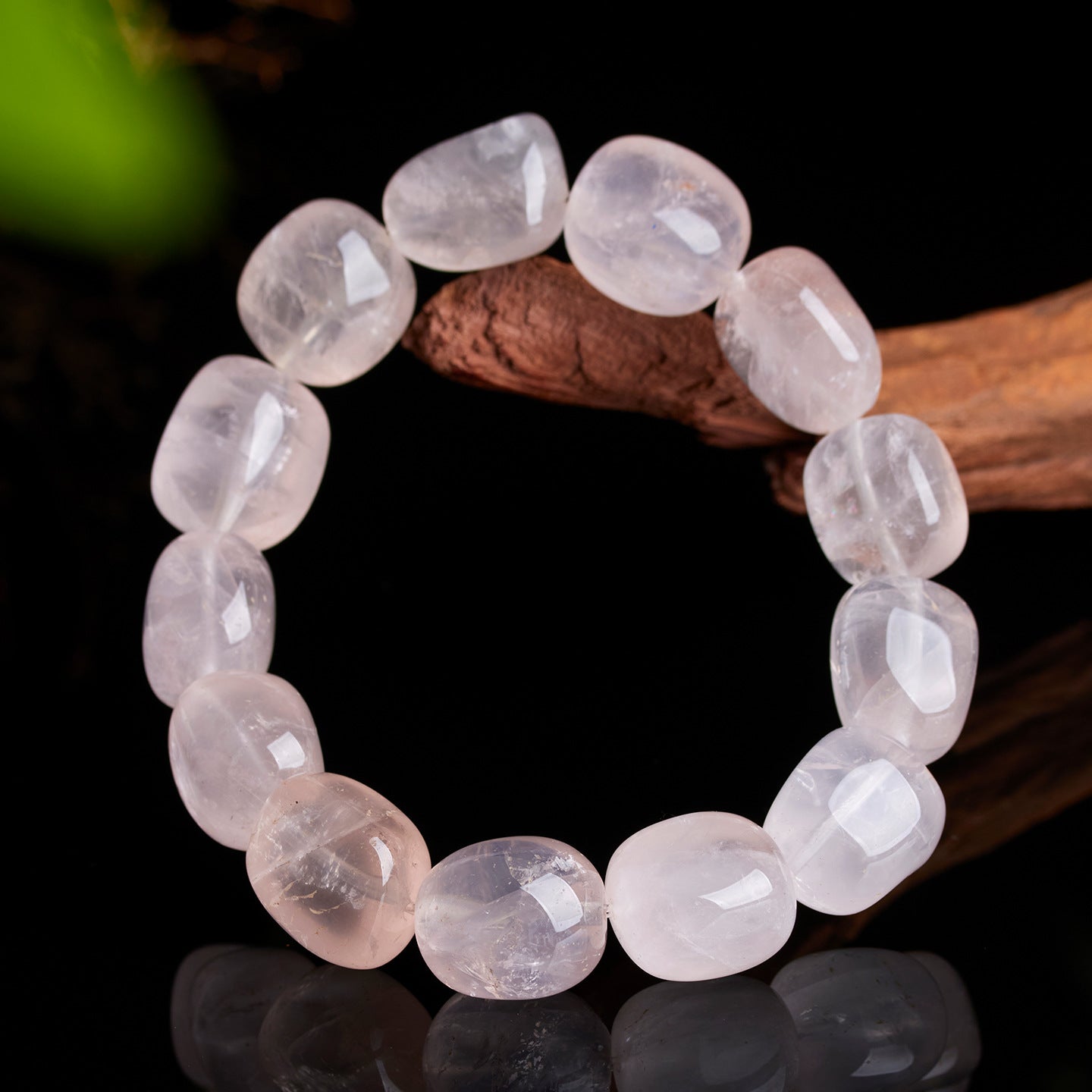 Natural Pink Crystal Irregular Bead Single Loop Bracelet - Peach Blossom Energy & Elegant Charm