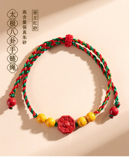 Natural Imperial Red Cinnabar Tai Chi Bagua Bracelet - Spiritual Protection and Balance for Men and Women