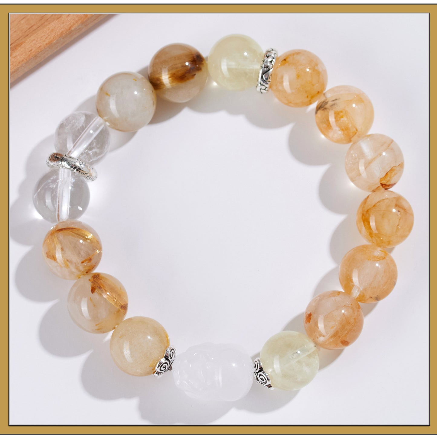 Natural Crystal Five Elements Bracelet with Lucky Pixiu - Unisex Couple Style for Balance and Wealth