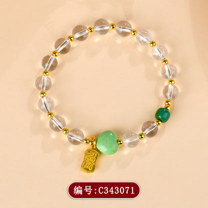 Natural White Crystal Elegant Bracelet | Chinese Style Spiritual Jewelry for Women