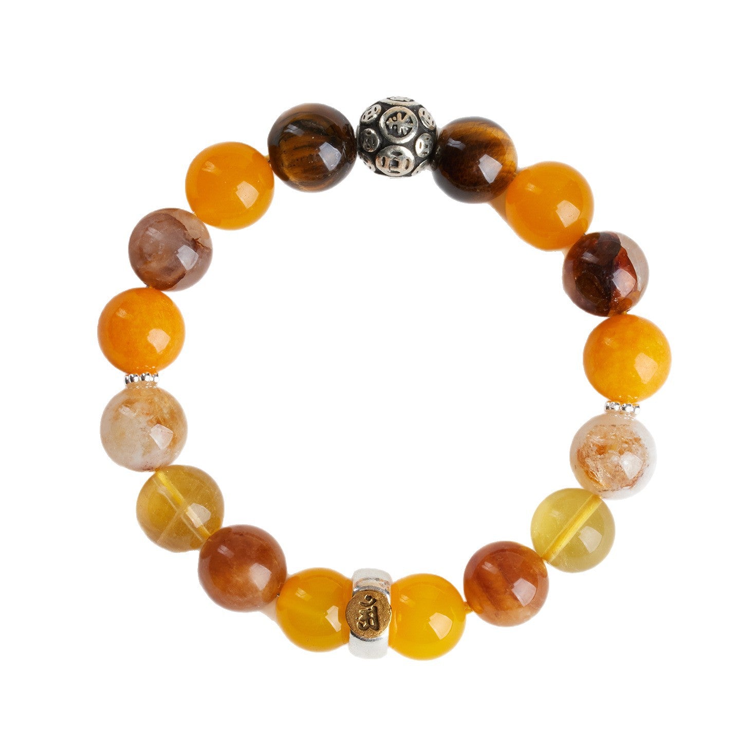 Natural Crystal Multi-Gem Sanskrit Eight Guardian Deities Zodiac Buddha Balance Bracelet