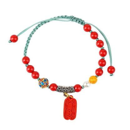 Imperial Red Sand Cinnabar Hand-Woven Bracelet | Peace, Joy & Spiritual Energy