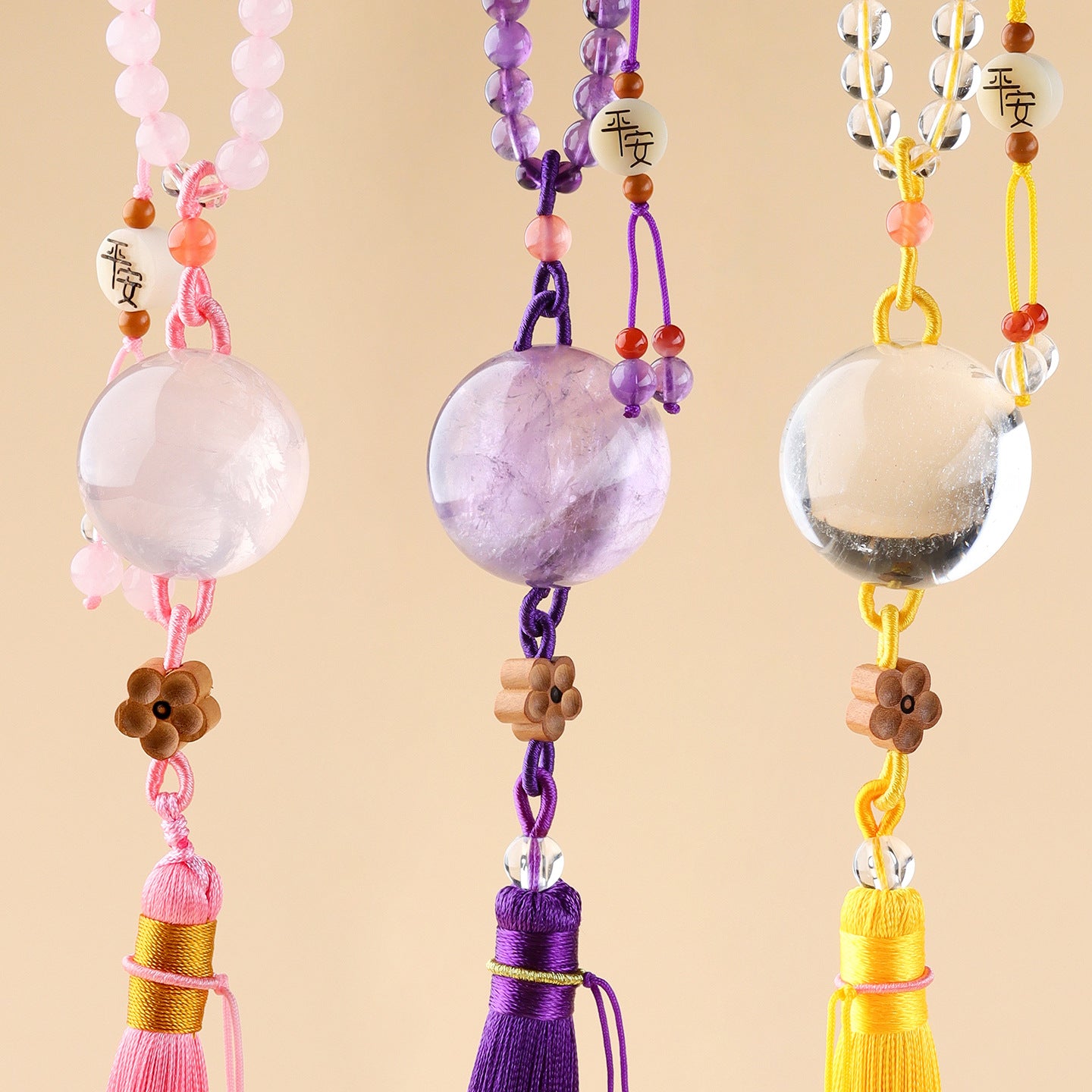 Natural Crystal Ball Car Hanging Ornament | Feng Shui Protection & Positive Energy Charm