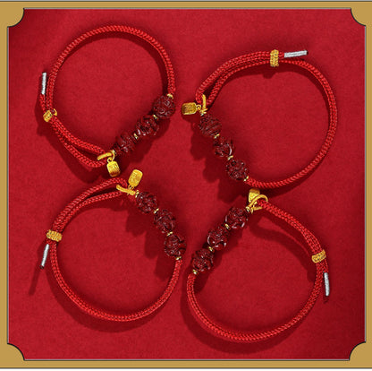 Natural Purple Gold Sand Zodiac Three-in-One Handwoven Bracelet - Spiritual Guardian & Fortune Enhancer