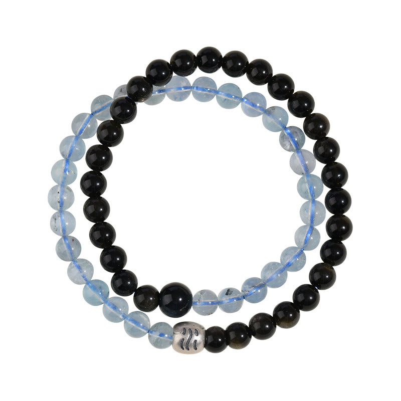 Natural Crystal Five Elements Double Circle Bracelet - Balance Energy for Men & Women