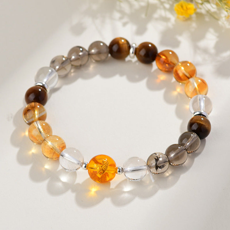 Natural Multi-Gemstone Twelve Zodiac Crystal Bracelet - Spiritual Protection & Luck Charm