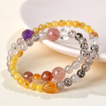 Natural Crystal Zodiac Double Circle Bracelet | Wealth Protection & Spiritual Energy Talisman