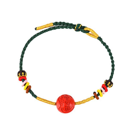 Imperial Red Cinnabar Hand-Woven Bracelet | Feng Shui Protection & Wealth Attraction