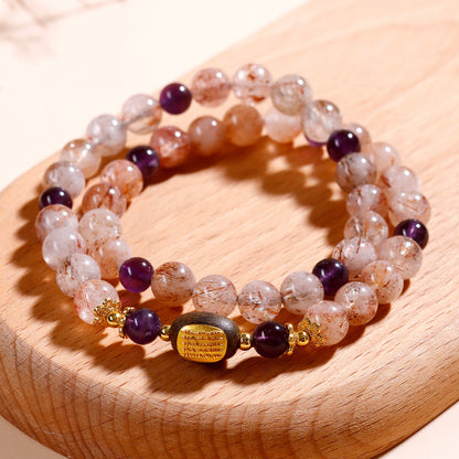 Natural Black Gold Super Amethyst Double Circle Bracelet | Spiritual Protection & Wealth Charm